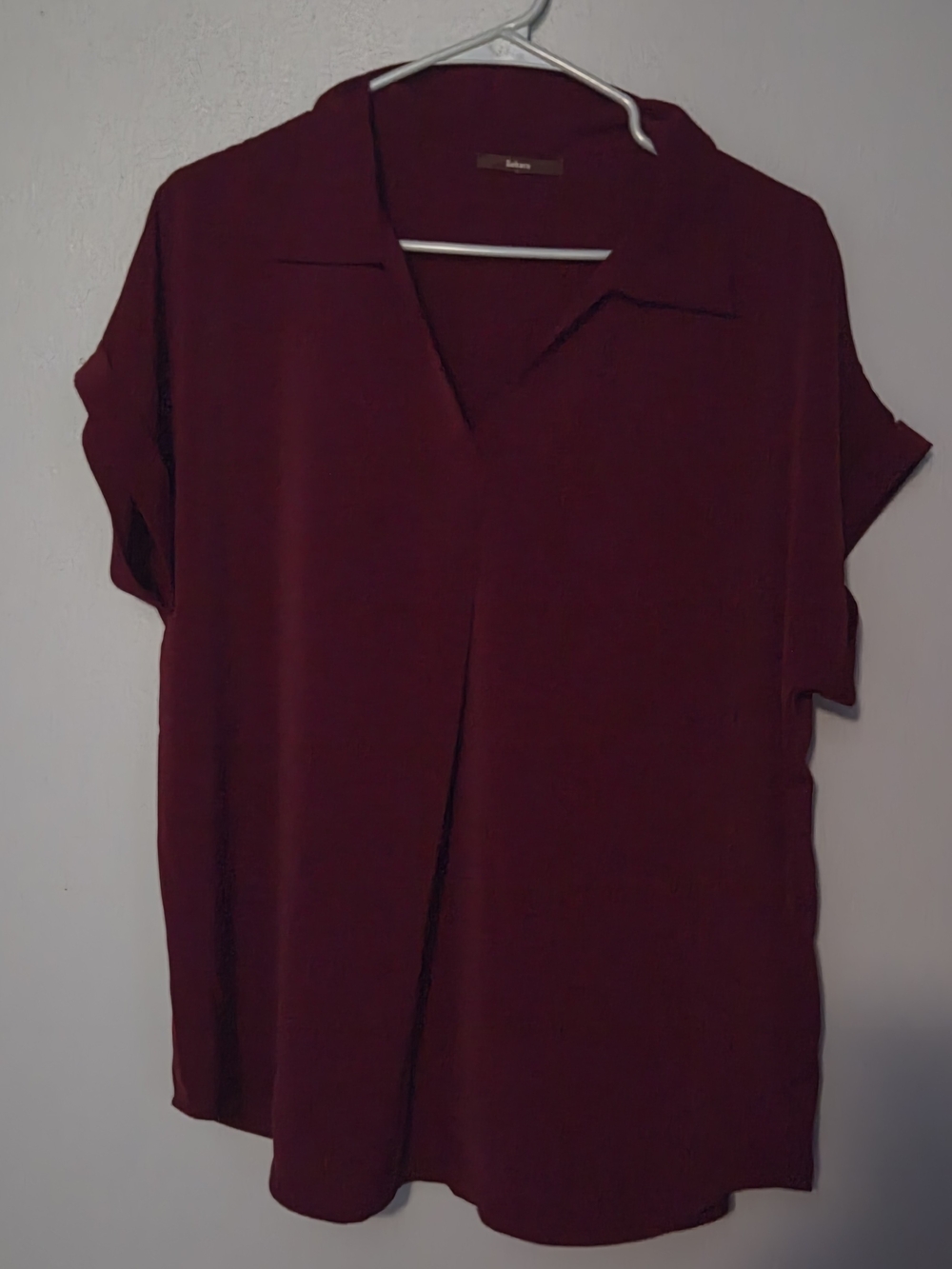 Relaxed V‑Neck Short‑Sleeve Tunic - Wine